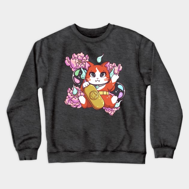 Jinbanyan Maneki Neko Crewneck Sweatshirt by TypeFortyDesign